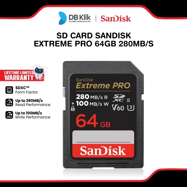 SD Card SanDisk Extreme Pro 64GB SDXC Class 10 280MB/s SDSDXEP-064G-GN4IN