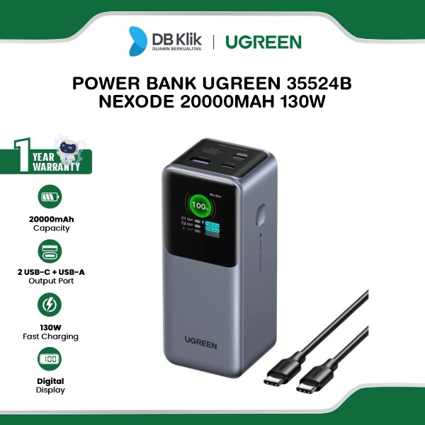 Power Bank UGreen Nexode Smart Digital Display 20000mAh Fast Charging 130w (35524B)