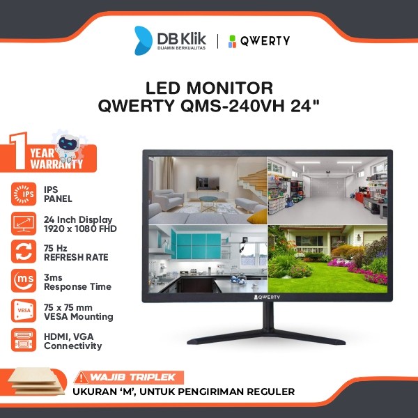 QWERTY QMS-240VH LED Monitor 24" IPS 75Hz 3ms Built in Speaker HDMI VGA