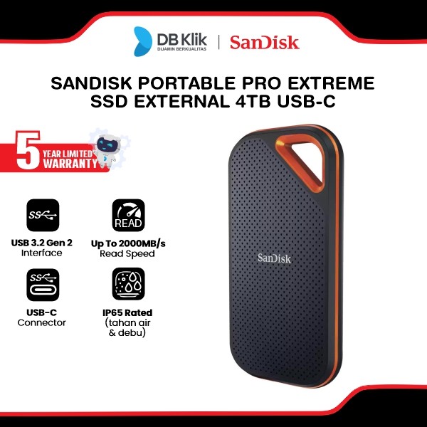 Sandisk Portable Pro Extreme SSD External 4TB USB-C