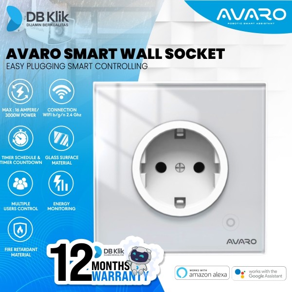 Smart Wall Socket Avaro WS01 - Wifi Smart Socket Colokan Listrik 3000W