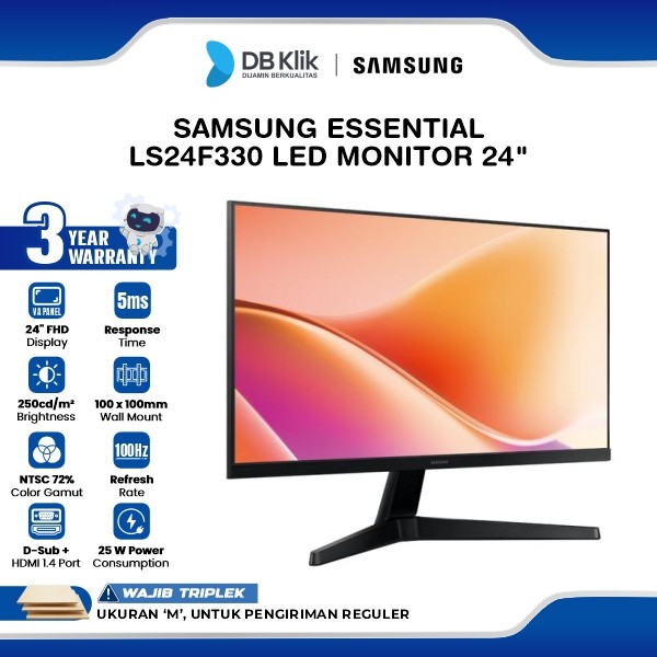 Monitor LED Samsung Essential LS24F330 24" VA FHD 100Hz 5ms HDMI VGA