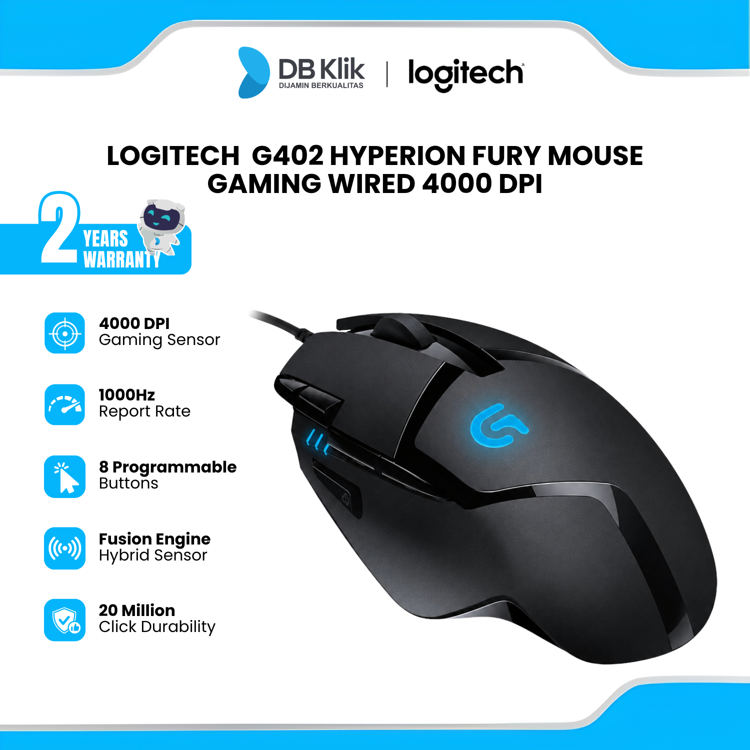 Logitech G402 Hyperion Fury Gaming Mouse