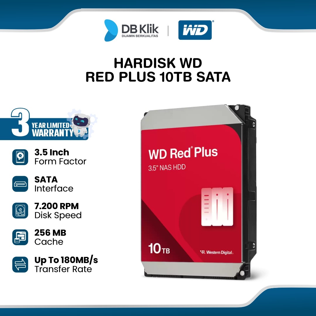 Hardisk WD RED Plus 10TB 3.5 Inch SATA - NAS HDD