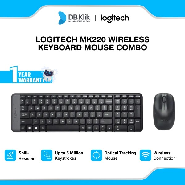 Keyboard Mouse Wireless Logitech MK220