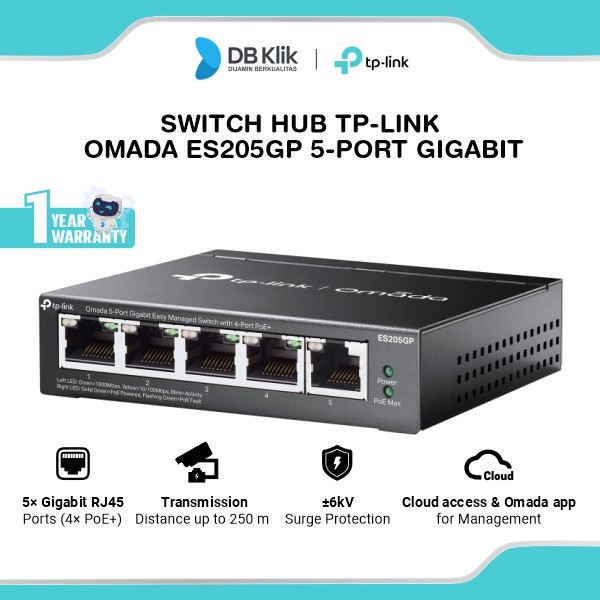 Switch Hub TP-Link Omada ES205GP 5 Port Gigabit with 4-Port PoE