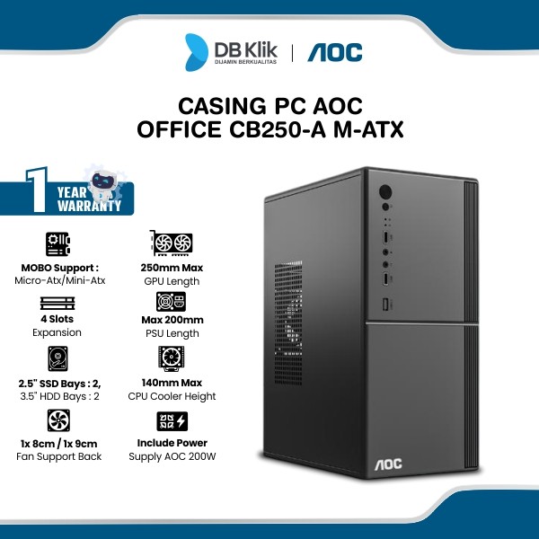 Casing PC AOC Office CB250-A m-ATX include PSU 200W