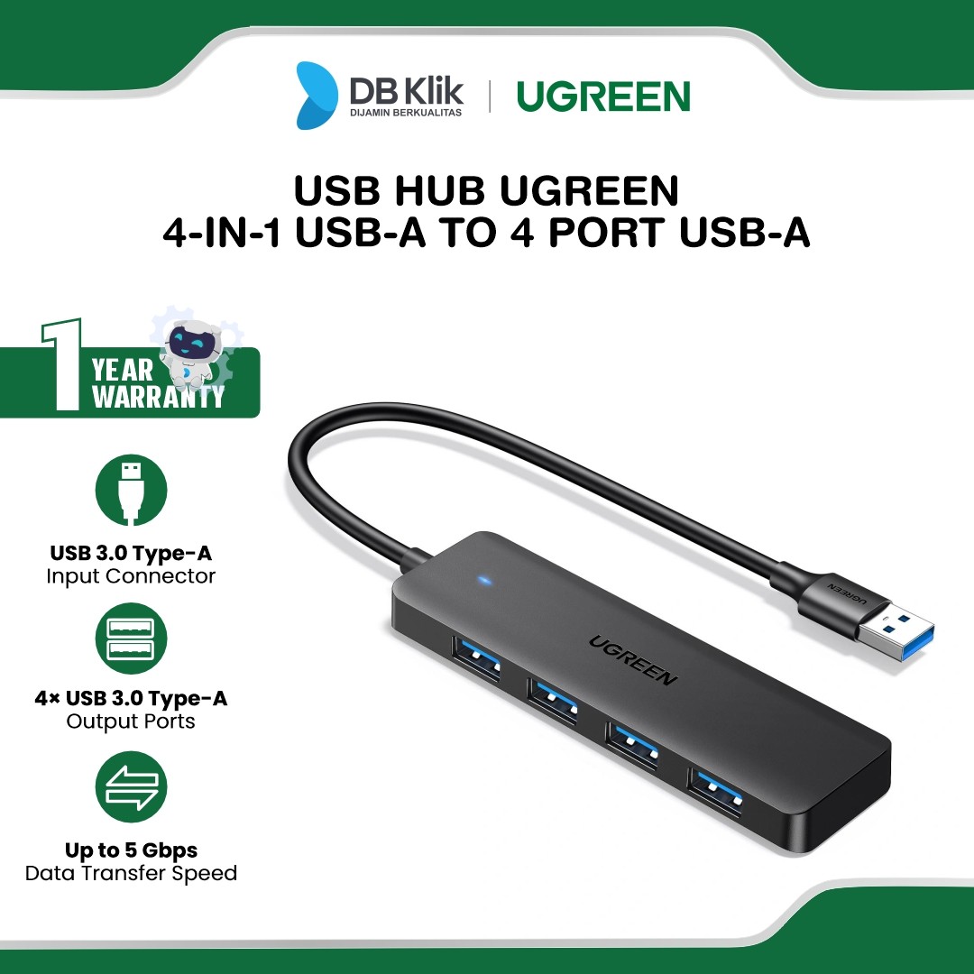 USB Hub UGreen 4 In 1 USB-A To 4 Port USB-A (25851)