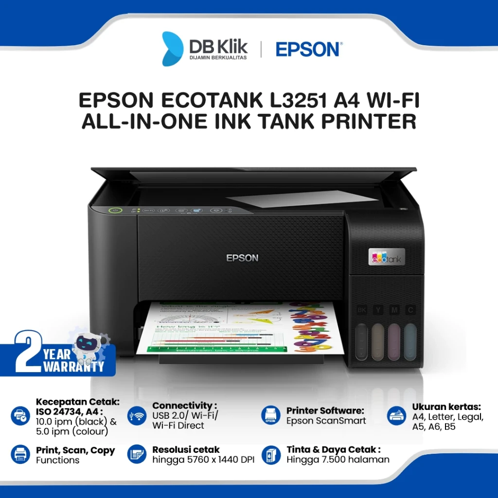 Printer Epson EcoTank L3251 A4 Wi-Fi All-in-One Ink Tank Printer