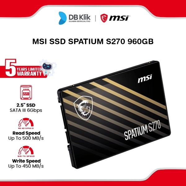 SSD Internal MSI Spatium S270 960GB Sata III 2,5"
