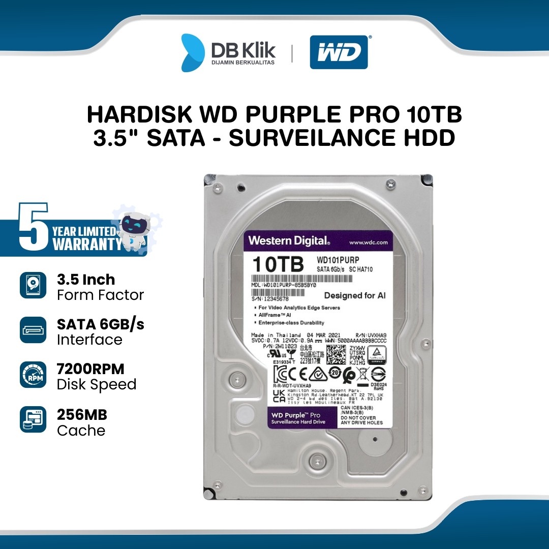 Hardisk WD PURPLE PRO 10TB 3.5 Inch SATA - Surveilance HDD