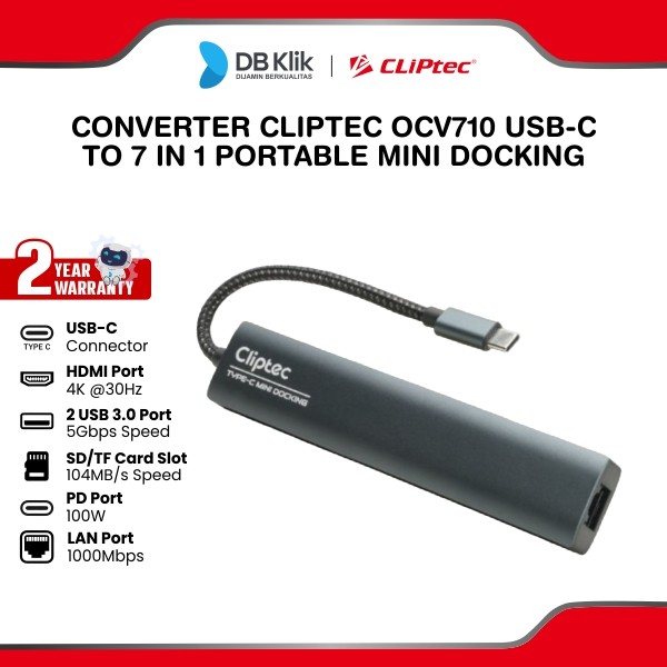Converter CLIPtec USB-C To 7 in 1 Portable Mini Docking (OCV710)