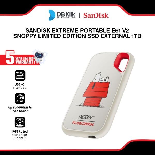 SanDisk Extreme Portable E61 V2 Snoopy Edition SSD External 1TB USB-C - Limited Edition