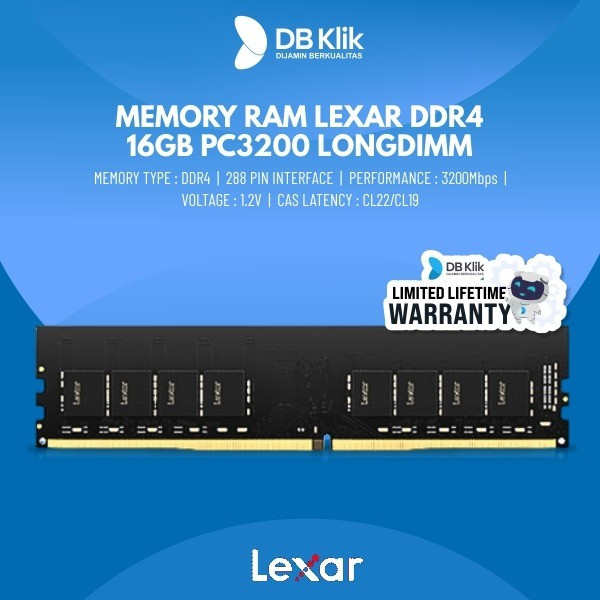 Memory RAM Lexar DDR4 16GB 3200MHz Longdimm