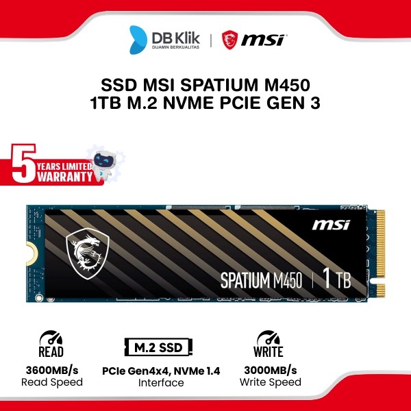SSD MSI SPATIUM M450 V1 1TB M.2 NVMe PCIe Gen 4