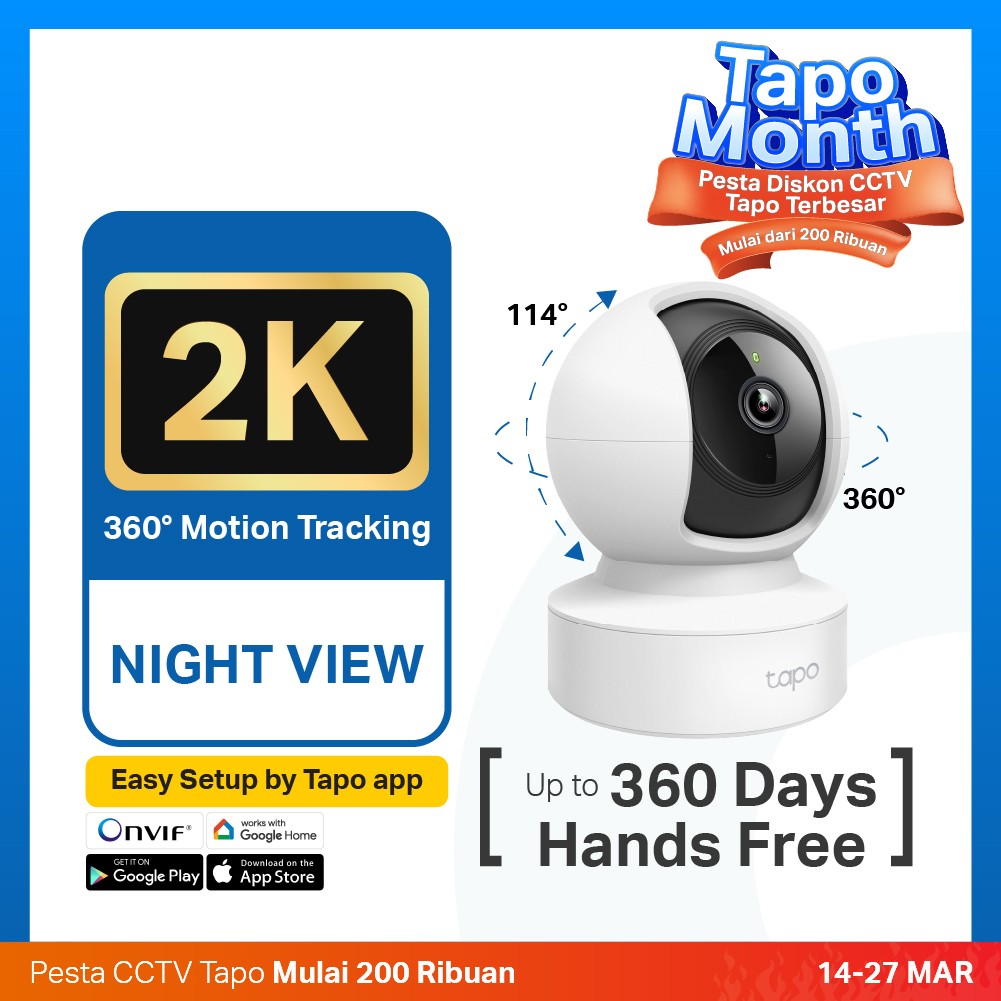 Cctv TP-Link TAPO C212 Home Security Wi-Fi Pan and Tilt Camera 3MP, 2K
