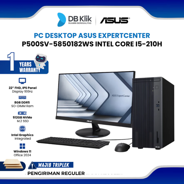 PC Desktop ASUS ExpertCenter P500SV-5850182WS INTEL Core i5-210H 8GB DDR5/512GB M.2 NVMe INTEL UHD Windows 11 Home + Microsoft Office Home Student 2024 With Monitor C2221HF FHD IPS