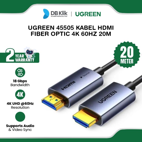 UGreen Kabel HDMI Fiber Optic 4K 60Hz 20M - Black (45505)