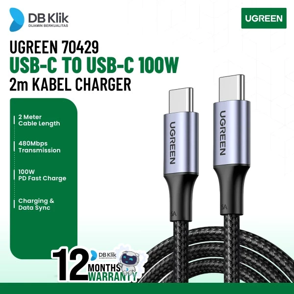 Kabel Charger UGreen USB-C to USB-C 100W 2M With Braided (70429)