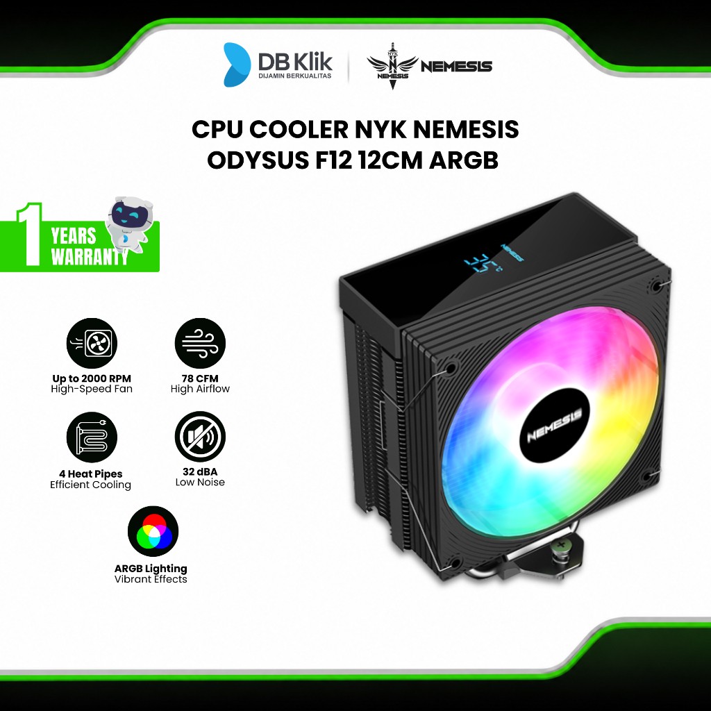 CPU Cooler NYK NEMESIS ODYSUS F12 12cm ARGB (FN PF12)