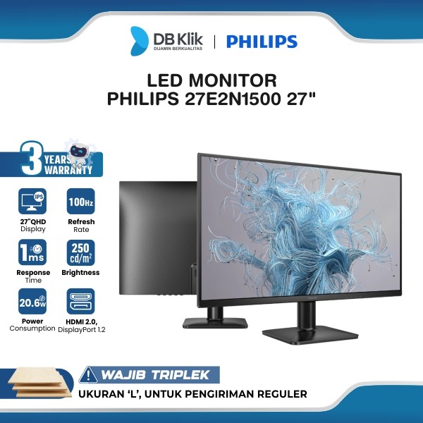 Led Monitor Philips 27E2N1500 27" Qhd 2K 100Hz IPS 1ms AdaptiveSync Hdmi DP