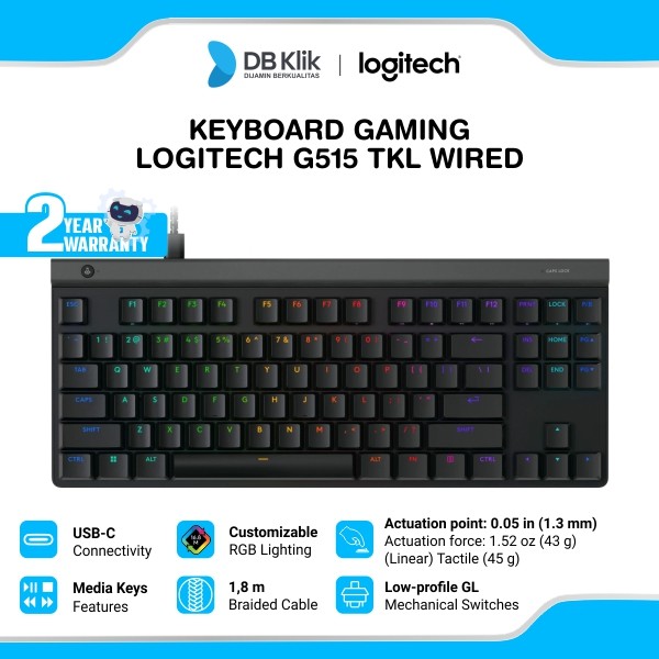 Keyboard Gaming Logitech G515 TKL Wired - Black (920-012912)