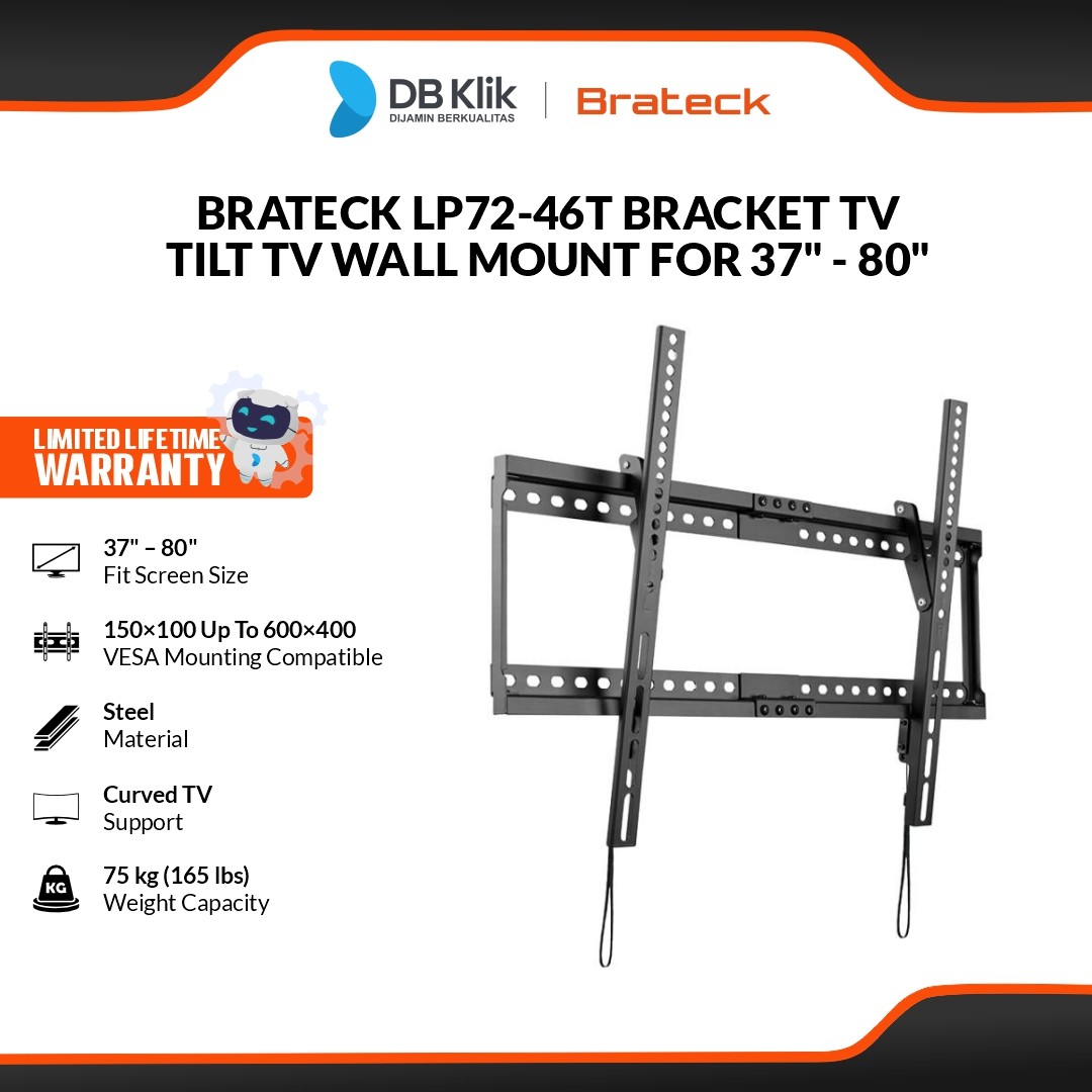 Brateck LP72-46T Bracket TV Tilt TV Wall Mount for 37" - 80"