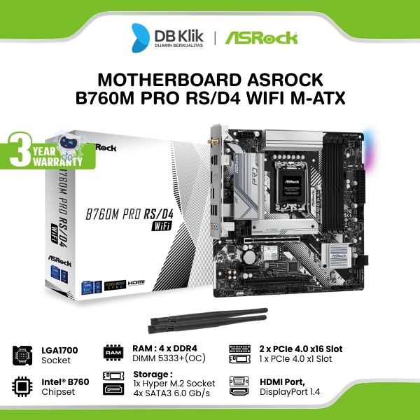 Motherboard ASROCK B760M Pro RS/D4 WiFi DDR4 LGA1700 m-Atx